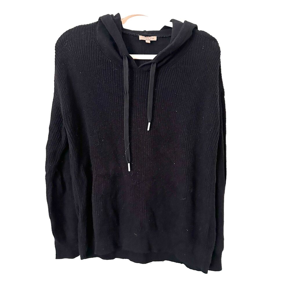LILLA P Hooded Oversized Sweater Black Sz‎ Medium